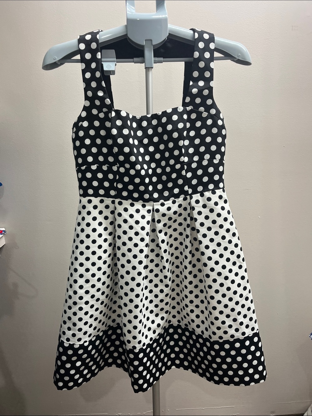 Polka Dot Black & White Girls' Fit-and-Flare Dress